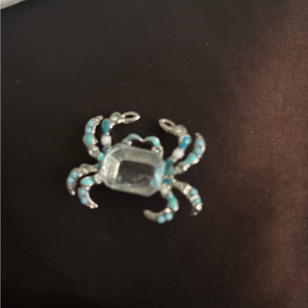 Silver and Blue Crab Pendant